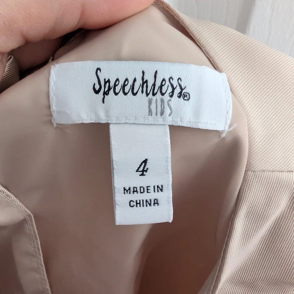 Speechless Champagne Layered Kids Dress with Bow Size 4